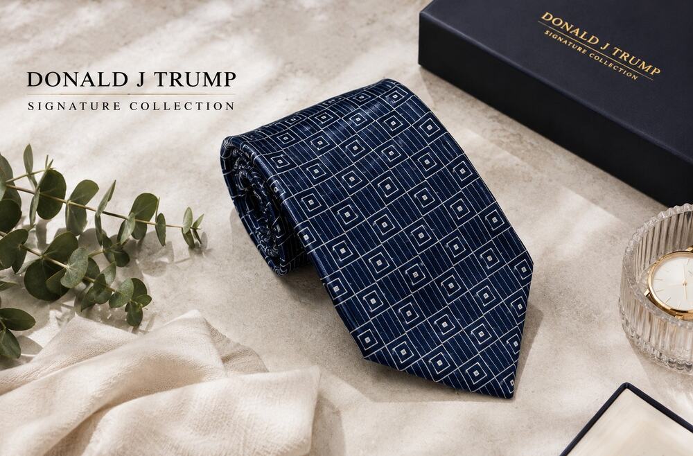 Donald J Trump Signature Collection Silk Tie Navy Geometric Business